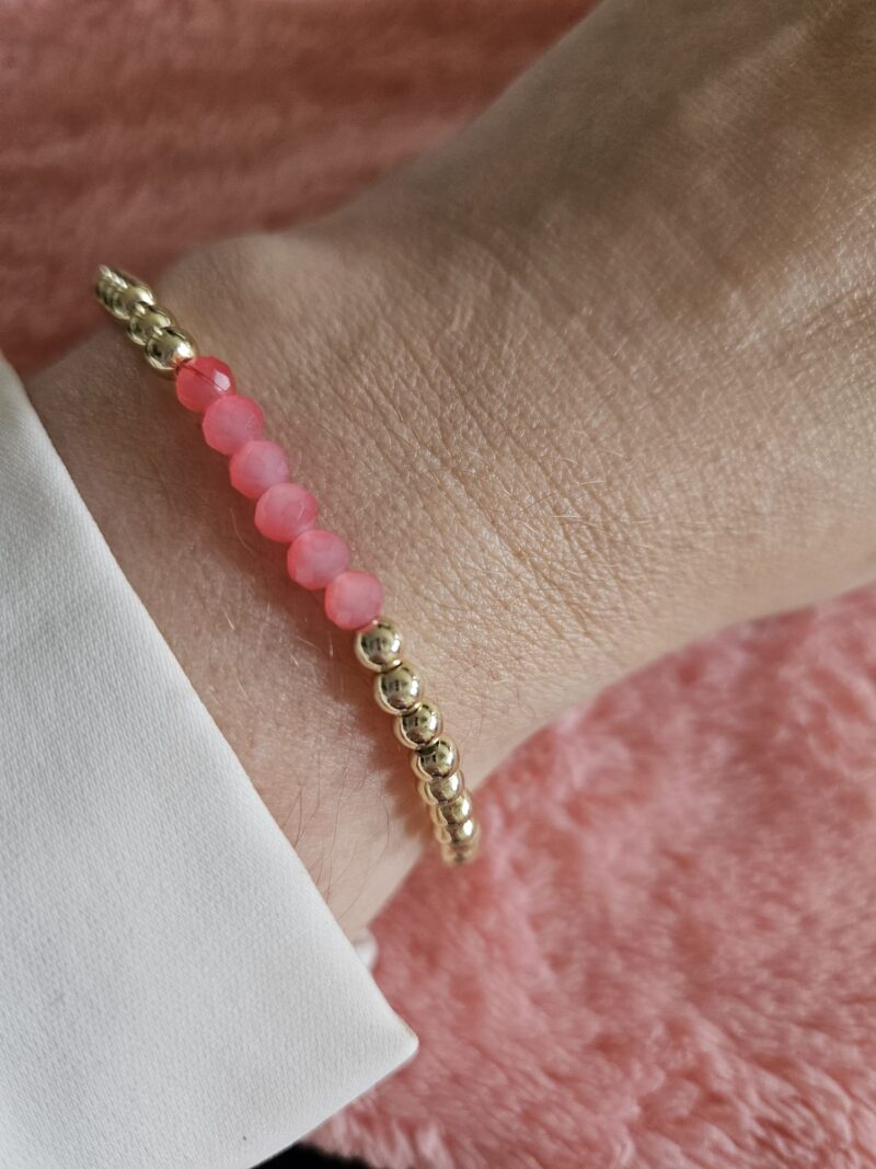 Sparkling 14kt armband 4mm 6xFacet Zalm Roze
