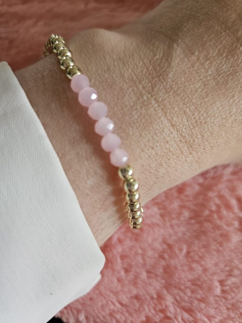 Sparkling 14kt armband 4mm 6xFacet Dusty Pink