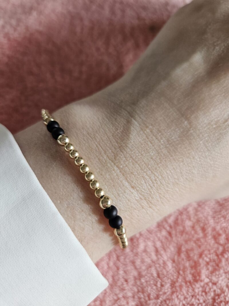GOLD FILLED 14K  Armband zwart 4/3MM LUXURY
