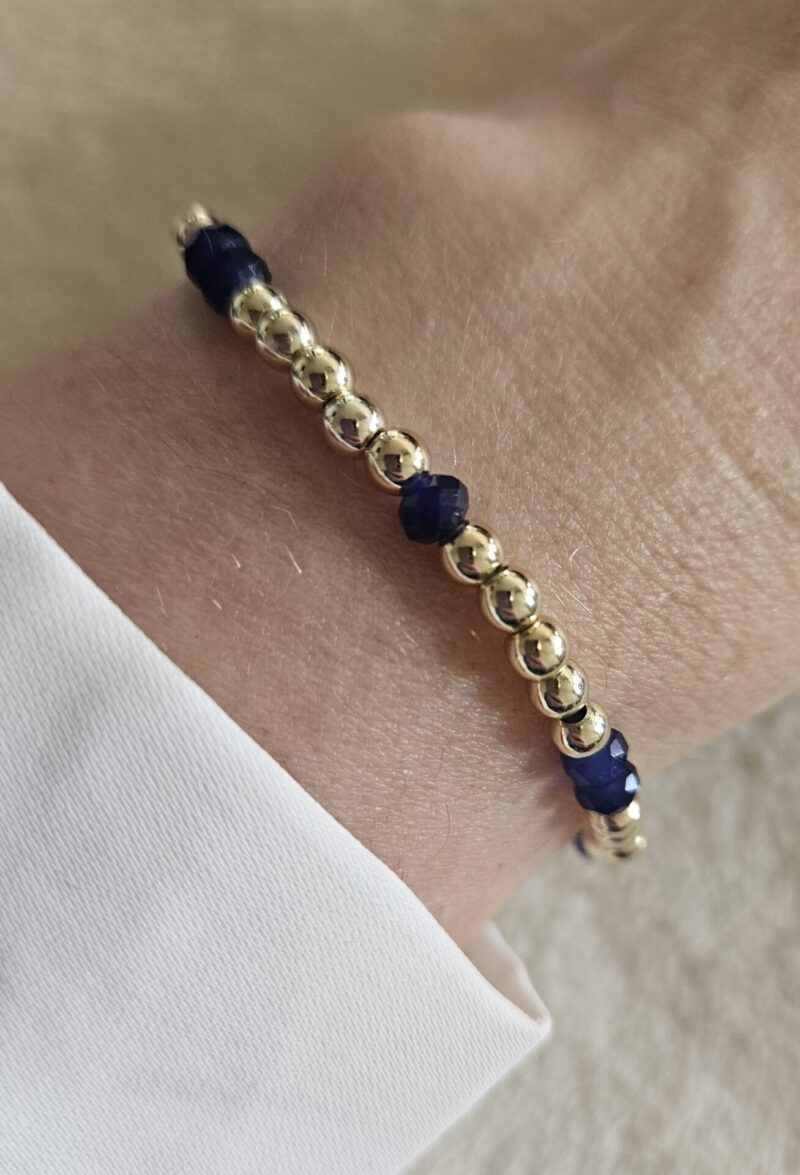 Middernacht Facet Blauw sparkling 4MM 14kt