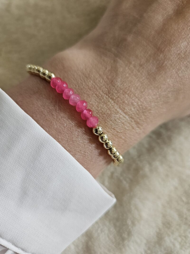 jade hotpink  Sparkling  ARMBAND 4MM 14kt