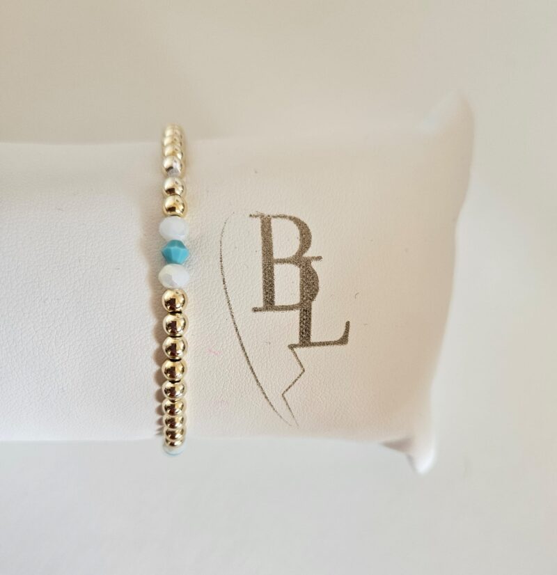 azuurgreen/WIT ARMBAND sparkling 4MM