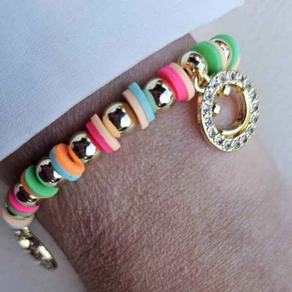 Rainbow SUMMER SMILEY ARMBAND sparkling 6MM 14kt