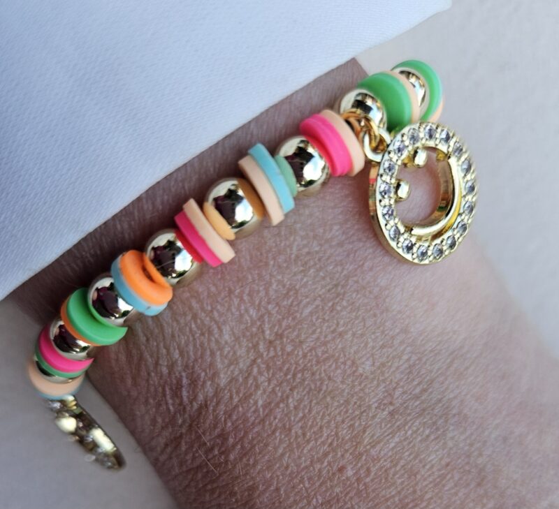 Rainbow SUMMER SMILEY ARMBAND sparkling 6MM 14kt