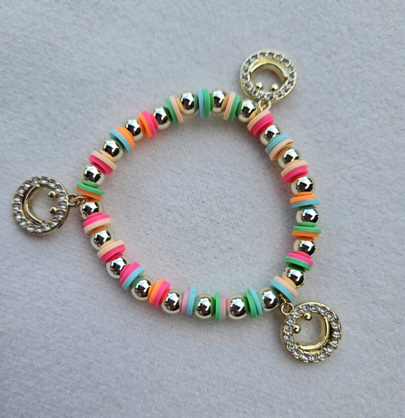 Rainbow SUMMER SMILEY ARMBAND sparkling 6MM 14kt