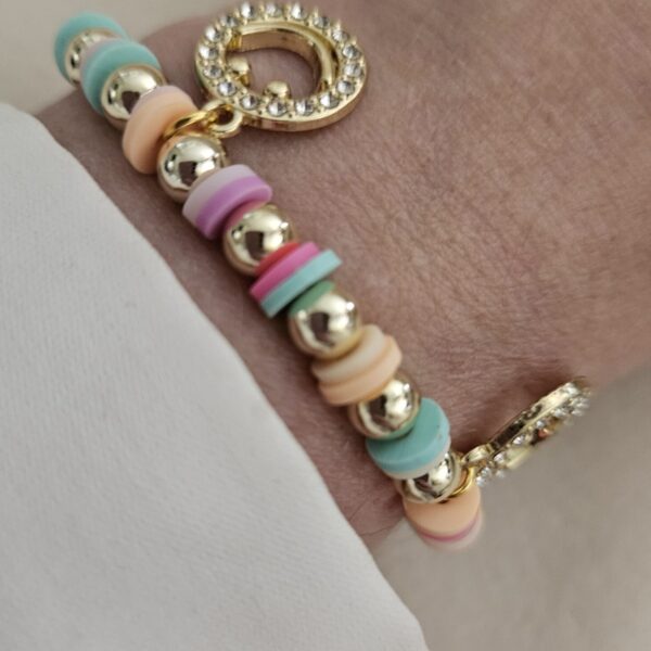 Rainbow SUMMER SMILEY ARMBAND sparkling 6MM 14kt PASTEL