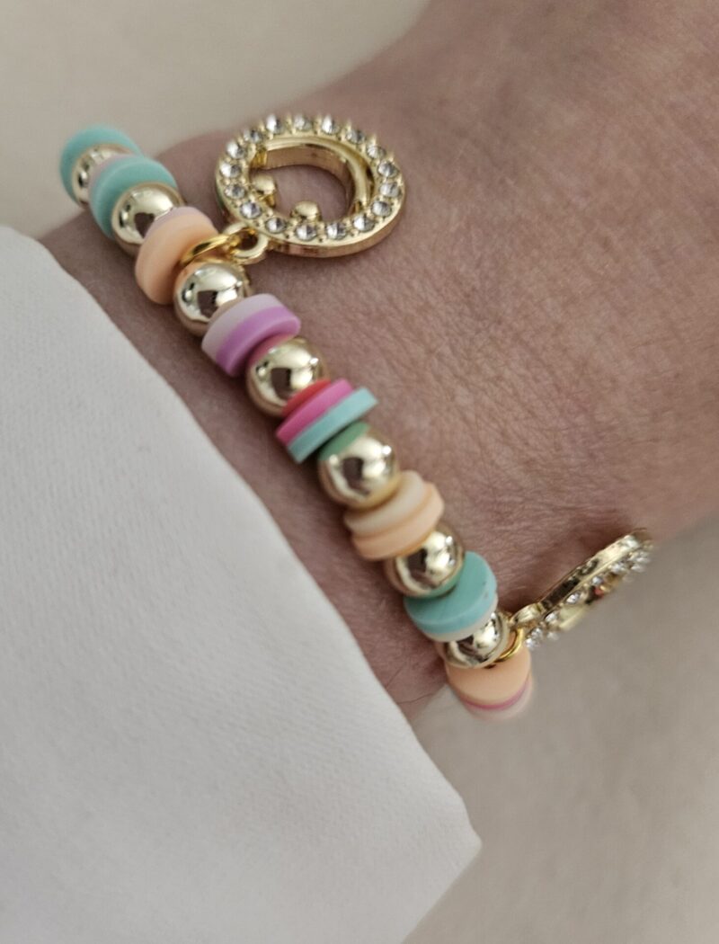 Rainbow SUMMER SMILEY ARMBAND sparkling 6MM 14kt PASTEL