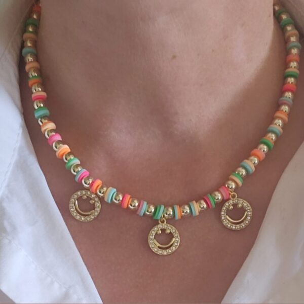 RAINBOW SMILEY Ketting Sparkling  6mm
