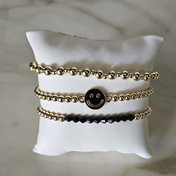 Sparkling gold SMILEY zwart Set 3 delig