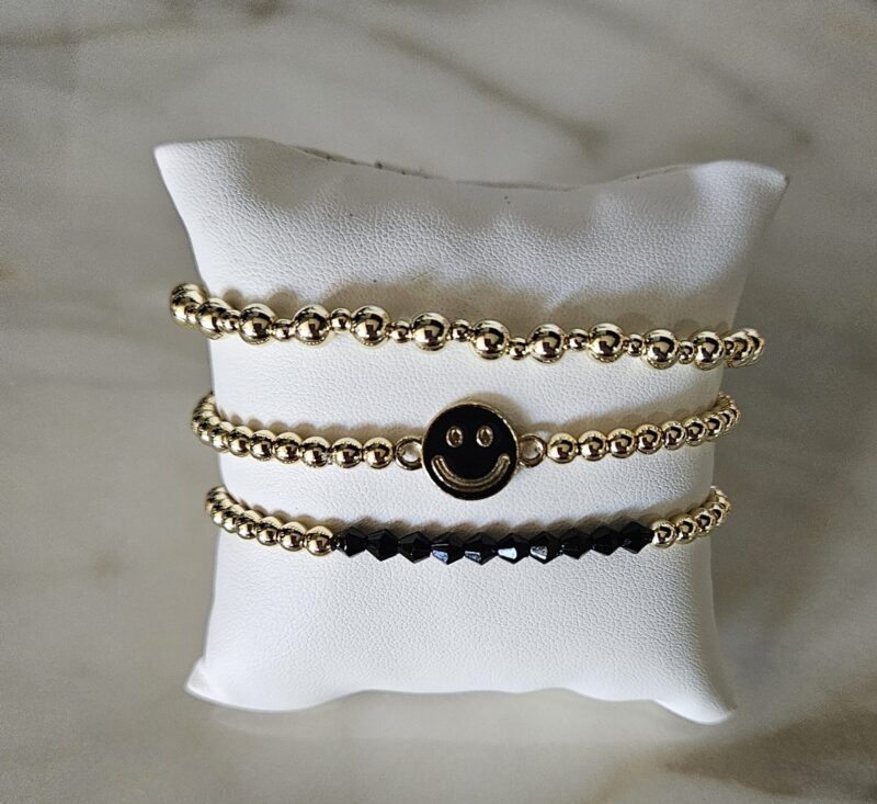 Sparkling gold SMILEY zwart Set 3 delig
