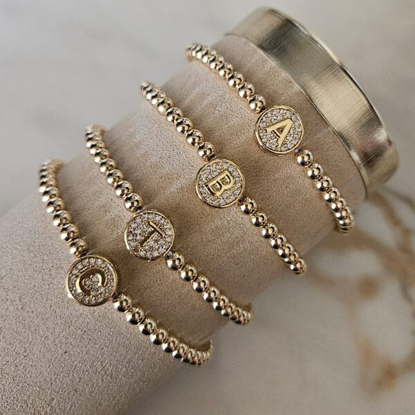 GOLDFILLED LUXERY   ARMBAND  LETTER A TOT Z    4MM