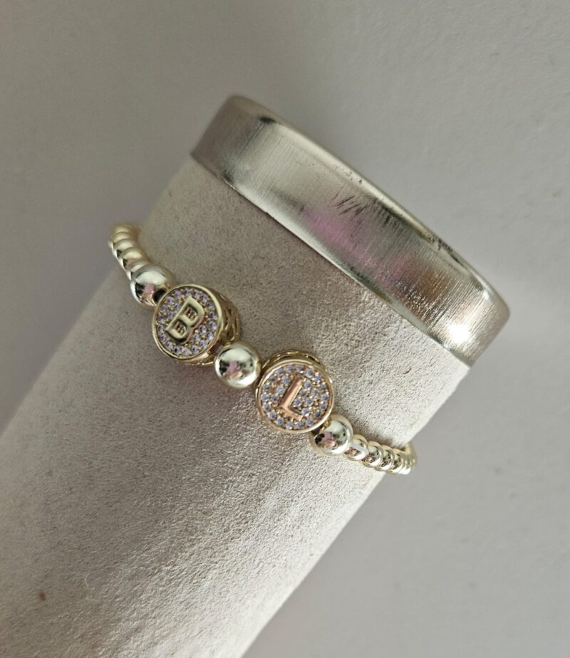 SPARKLING 14KT   ARMBAND 2 LETTERS A TOT Z    4/6MM