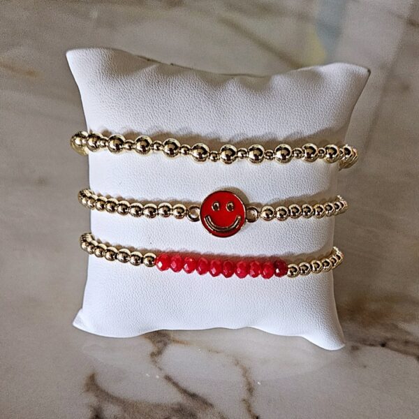 Sparkling gold SMILEY ROOD Set 3 delig