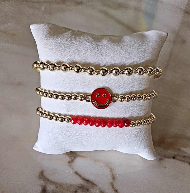 Sparkling gold SMILEY ROOD Set 3 delig