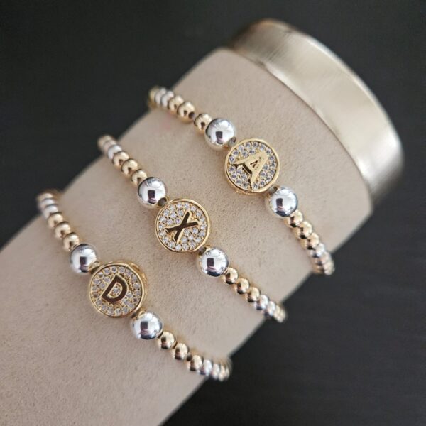 GOLDFILLED & SILVER  ARMBAND  LETTER A TOT Z    4/6MM