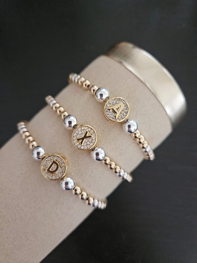 GOLDFILLED & SILVER  ARMBAND  LETTER A TOT Z    4/6MM