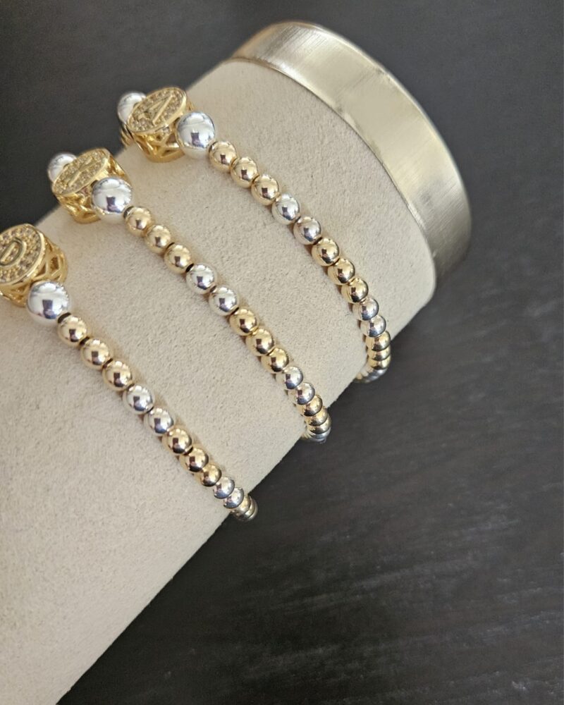 GOLDFILLED & SILVER  ARMBAND  LETTER A TOT Z    4/6MM