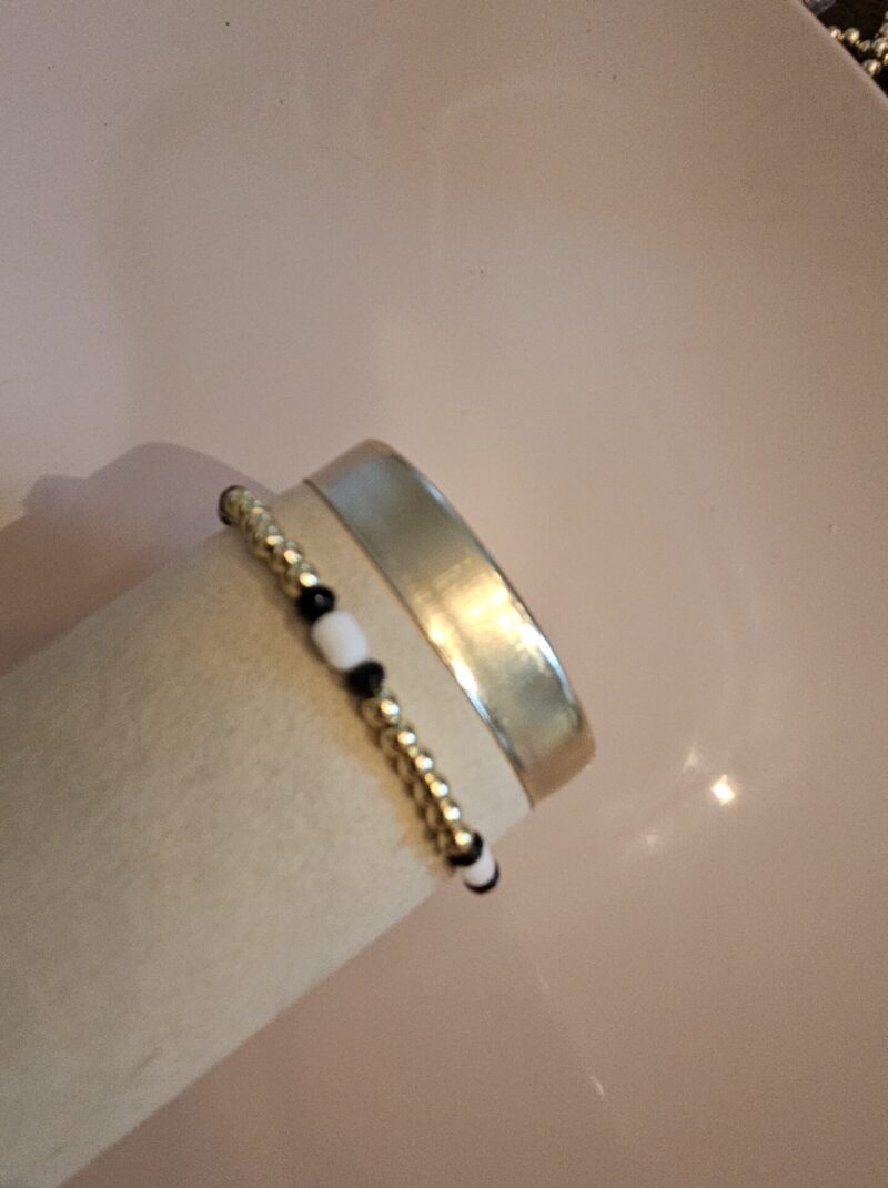 Enkelband 4mm sparkling beige/zwart