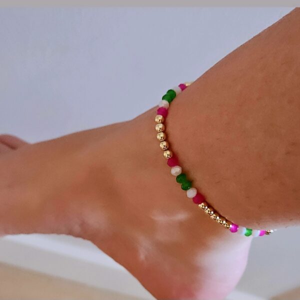 Enkelband 4mm sparkling multi
