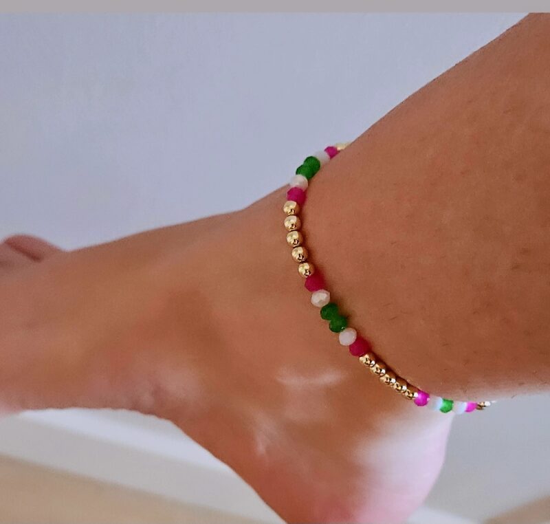 Enkelband 4mm sparkling multi