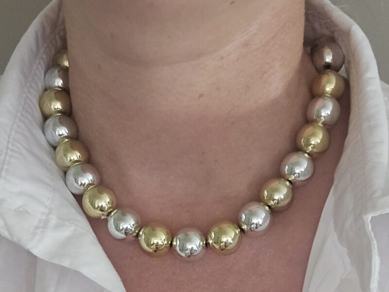 FUN-COLLECTIE METALIC GOLD/SILVER LOOK  16MM KETTING