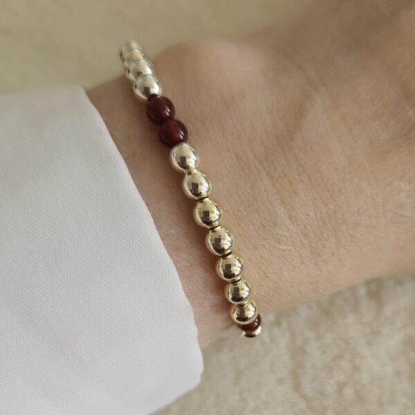 Agaat BORDEAUX ARMBAND  sparkling 5MM 14kt