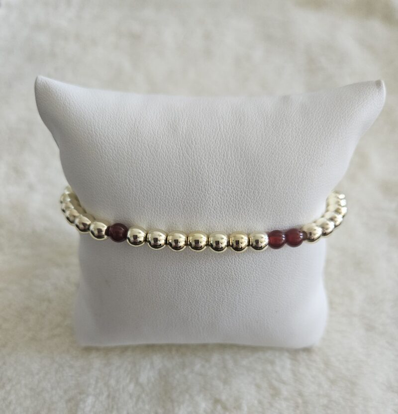 Agaat BORDEAUX ARMBAND  sparkling 5MM 14kt - Afbeelding 2