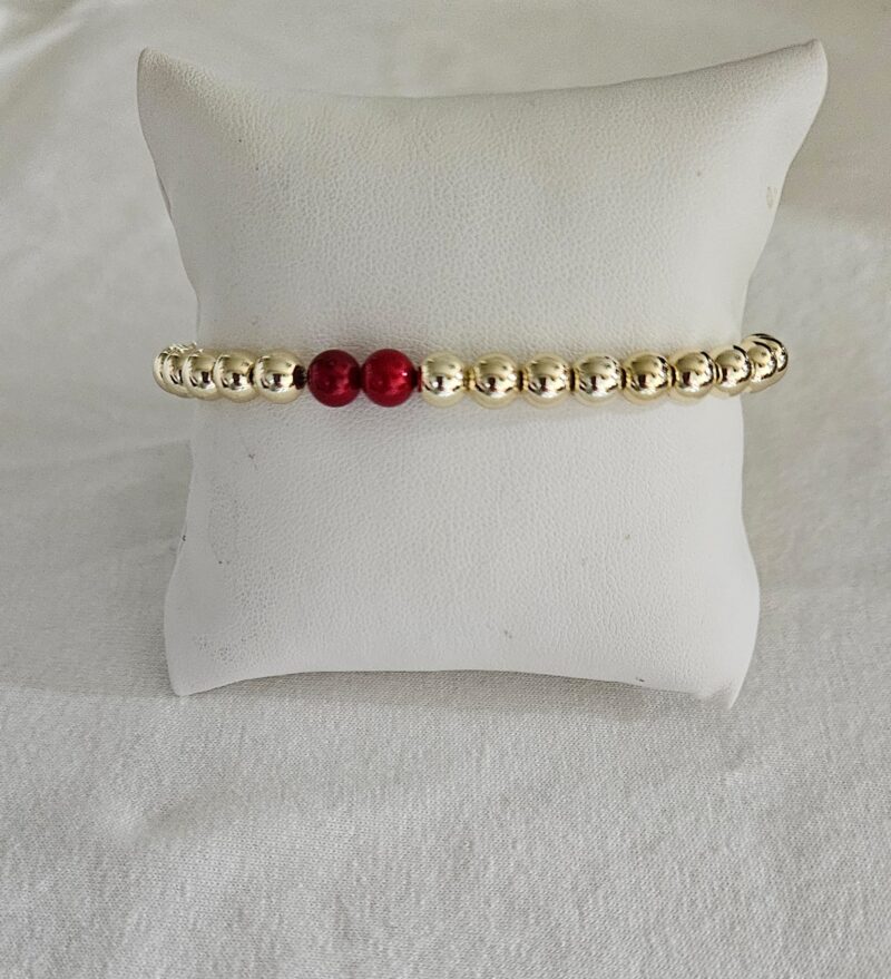 Armband red parel Sparkling 6MM 14kt