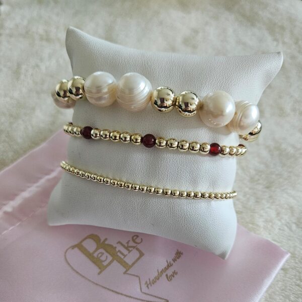 Sparkling gold Set 3 delig    BORDEAUXROOD PAREL  14kt sparkling