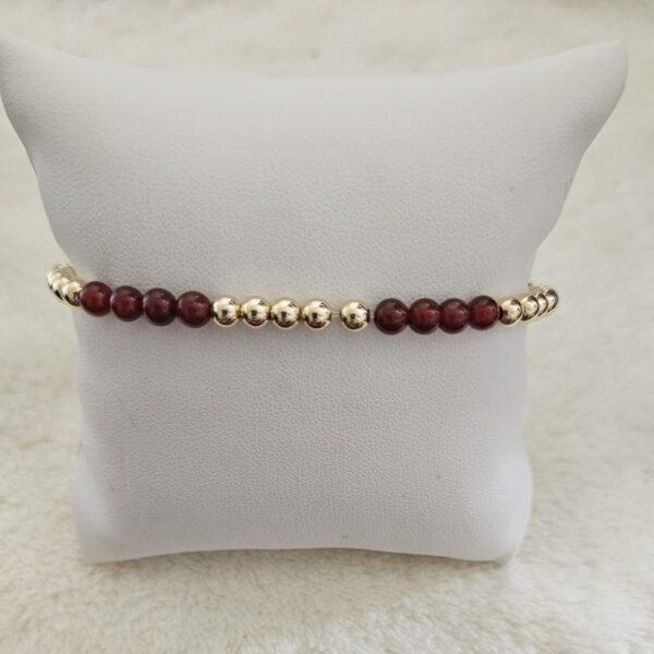 Agaat bordeauxrood GOLD FILLED 14KT  LUXURY 4MM  ARMBAND )