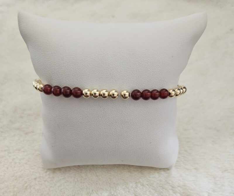 Agaat bordeauxrood GOLD FILLED 14KT  LUXURY 4MM  ARMBAND )
