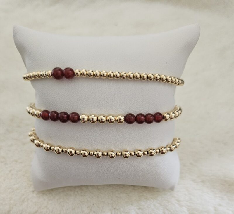 Agaat bordeauxrood  GOLD FILLED 14KT  LUXURY  3mm - Afbeelding 2