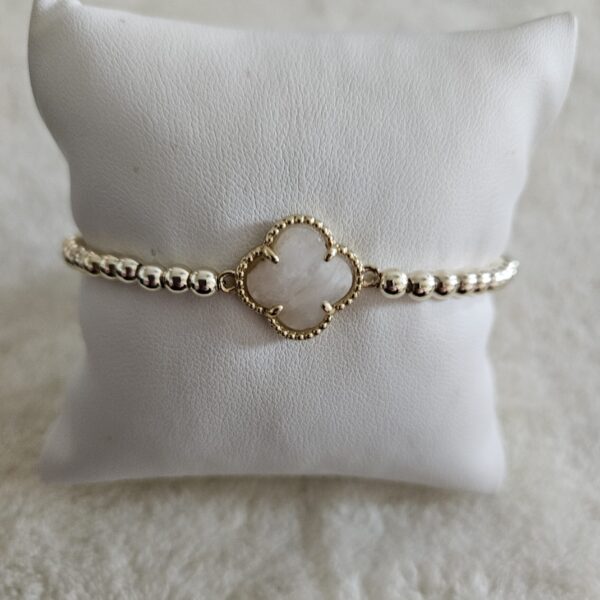 ARMBAND klaver white quartz steentje  sparkling 4MM 14kt