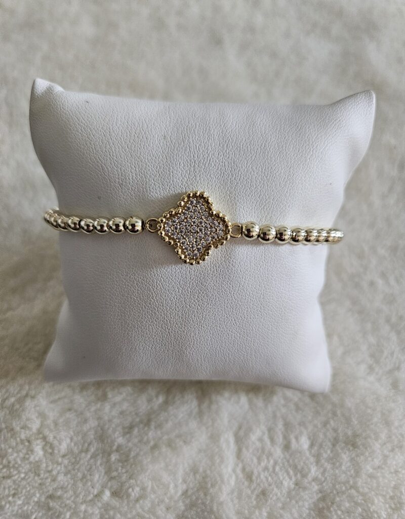 ARMBAND klaver gold strass sparkling 4MM 14kt
