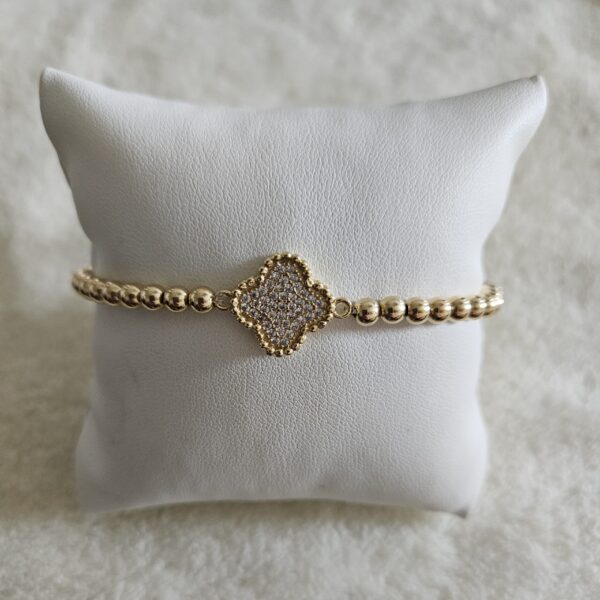 GOLD FILLED 14KT klaver armband strass  LUXURY 4MM
