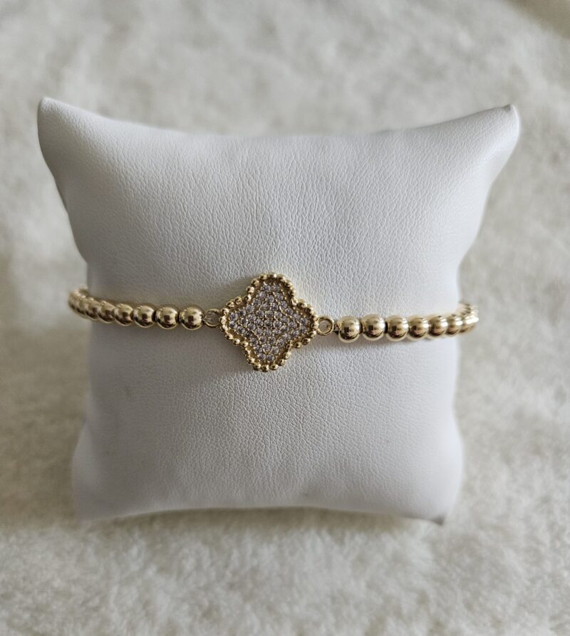 GOLD FILLED 14KT klaver armband strass  LUXURY 4MM