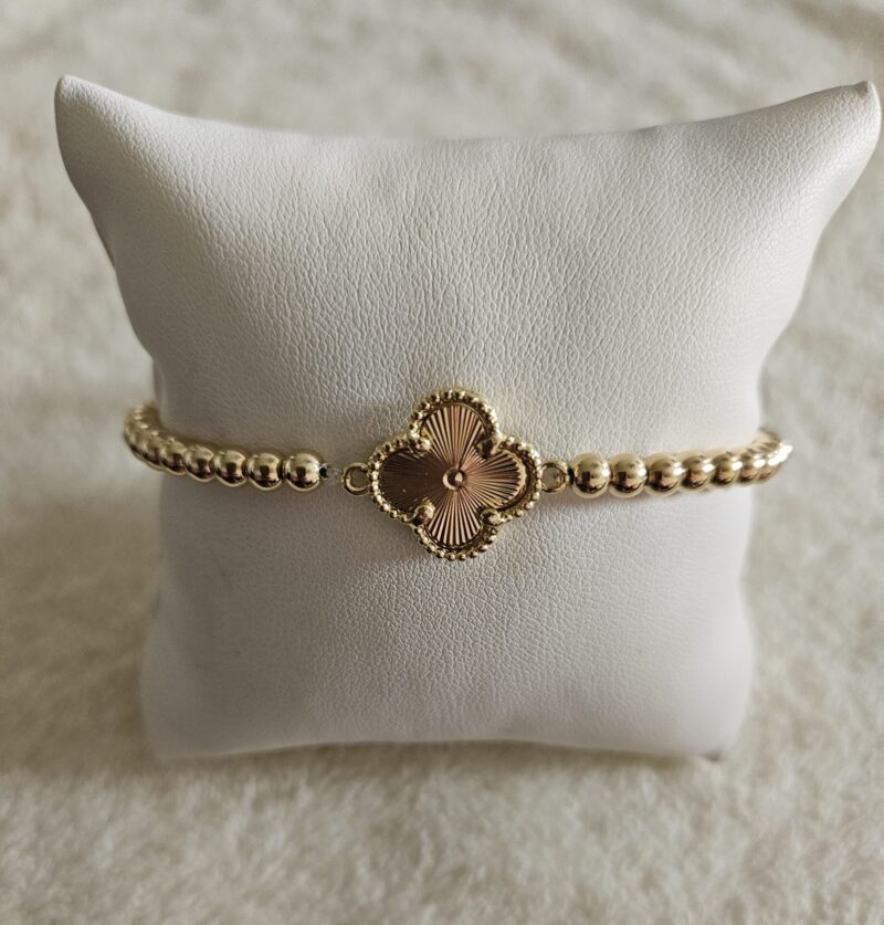 GOLD FILLED 14KT klaver gold armband  LUXURY 4MM