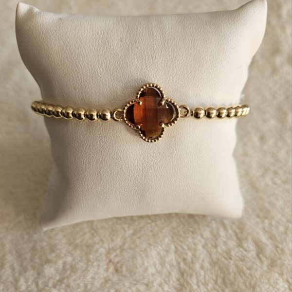 armband klaver bruin  goldfilled 14kt   LUXURY 4MM  ARMBAND