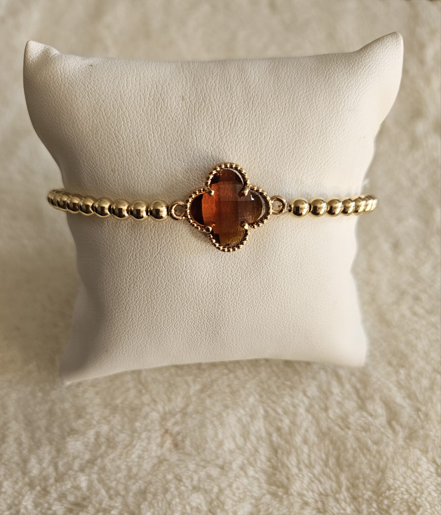 armband klaver bruin  goldfilled 14kt   LUXURY 4MM  ARMBAND