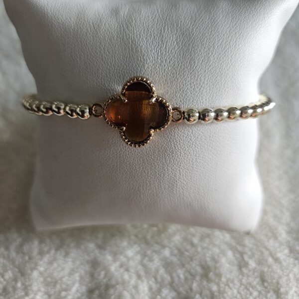 ARMBAND klaver bruin  sparkling 4MM 14kt
