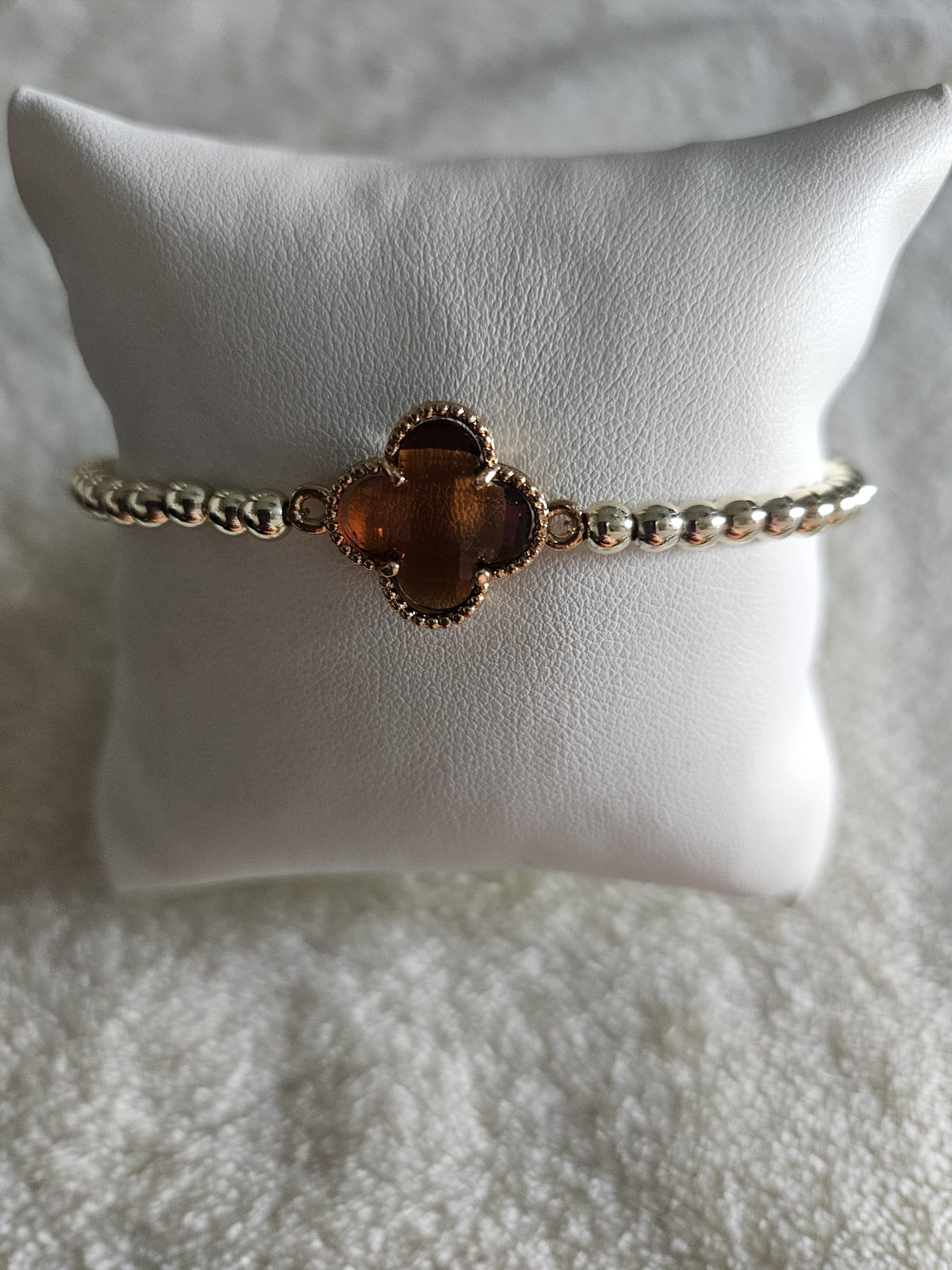 ARMBAND klaver bruin  sparkling 4MM 14kt