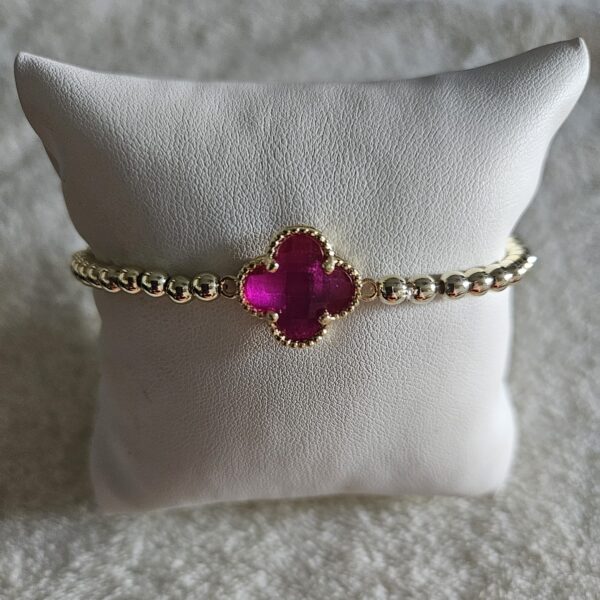 ARMBAND klaver pink  sparkling 4MM 14kt