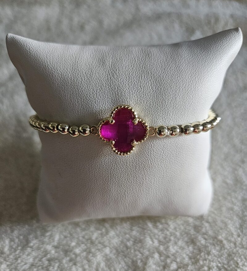ARMBAND klaver pink  sparkling 4MM 14kt