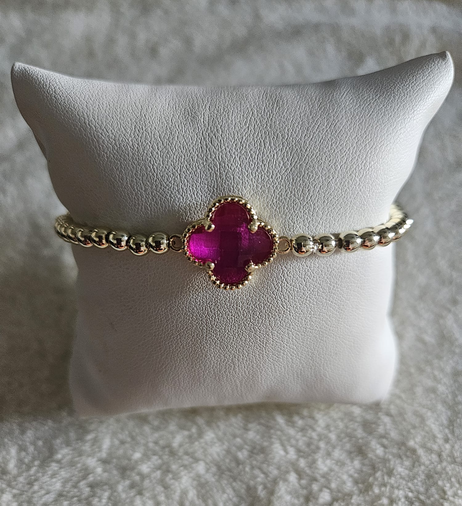 ARMBAND klaver pink  sparkling 4MM 14kt