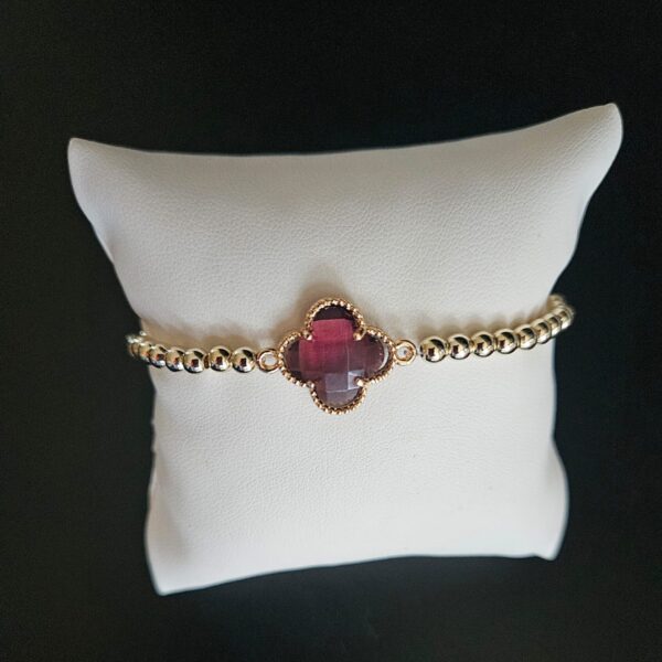 ARMBAND klaver purpel  sparkling 4MM 14kt
