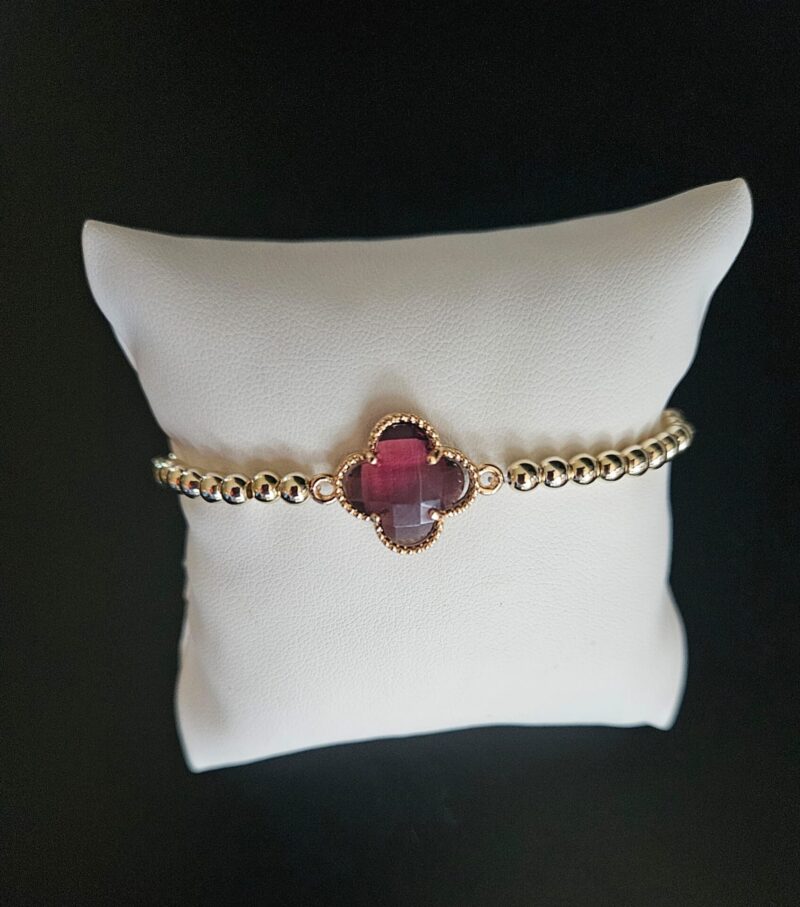 ARMBAND klaver purpel  sparkling 4MM 14kt