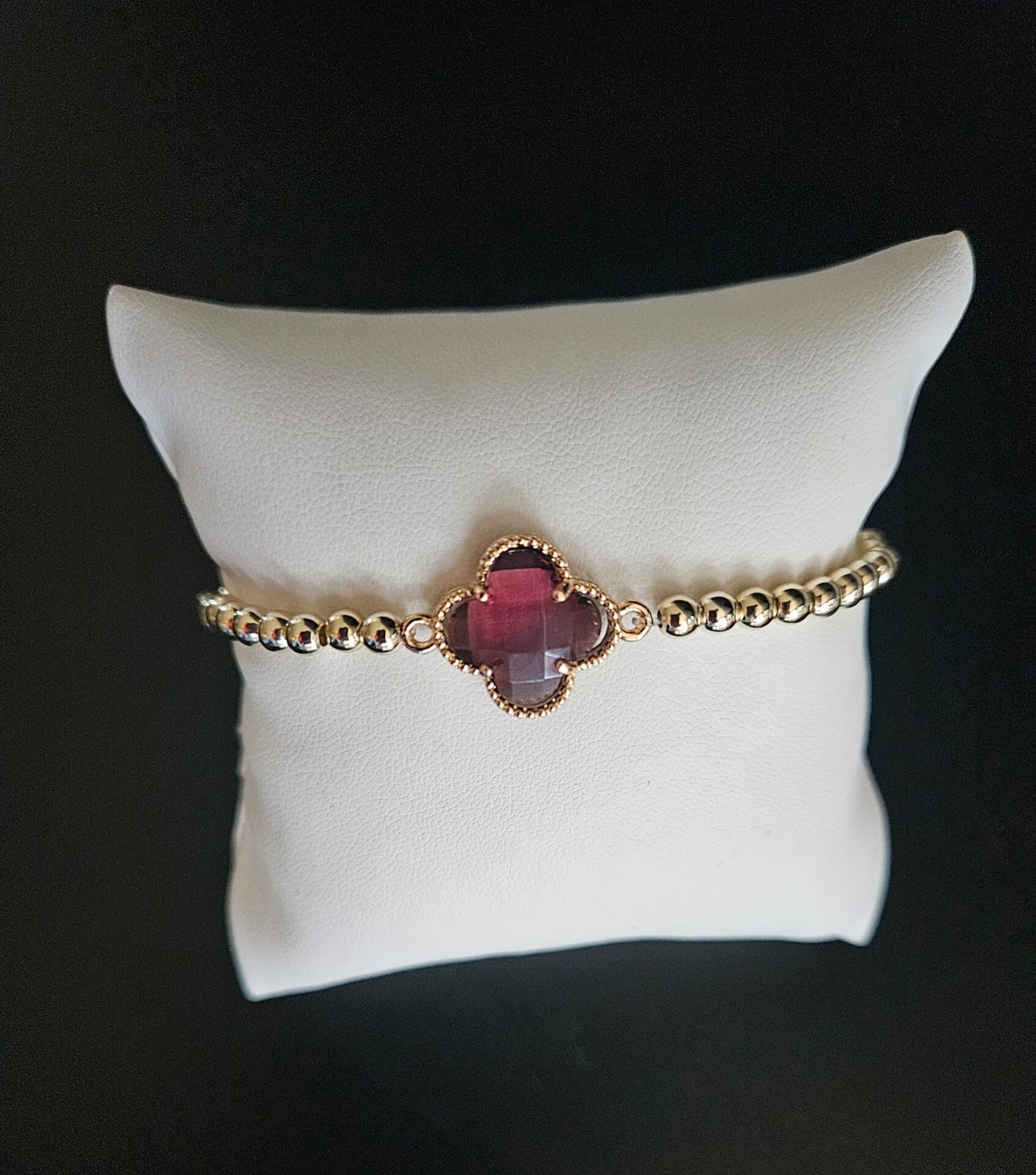 ARMBAND klaver purpel  sparkling 4MM 14kt