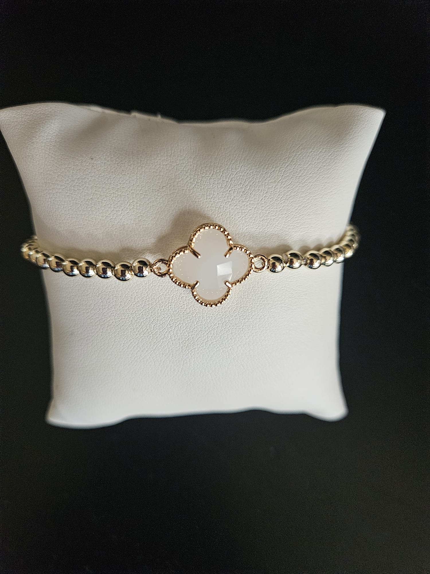 ARMBAND klaver wit sparkling 4MM 14kt