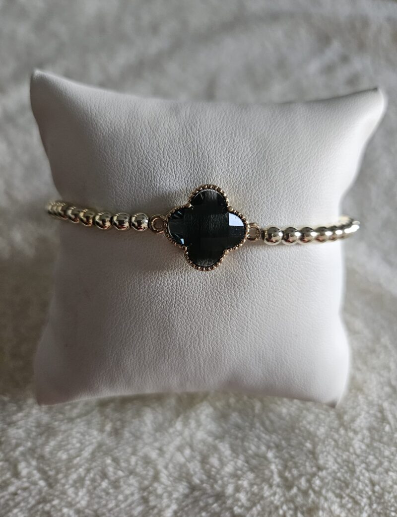 ARMBAND klaver zwart  sparkling 4MM 14kt