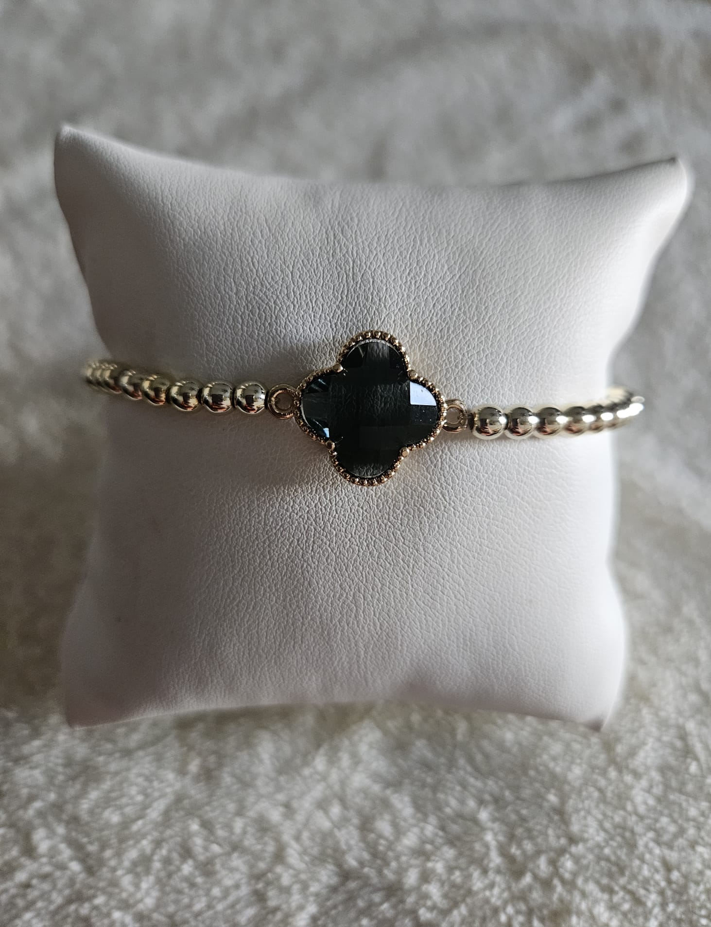 ARMBAND klaver zwart  sparkling 4MM 14kt
